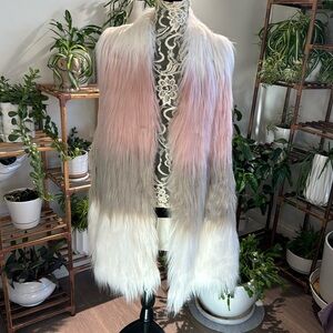 Joseph A Faux Fur Ombré Sweater Vest Large